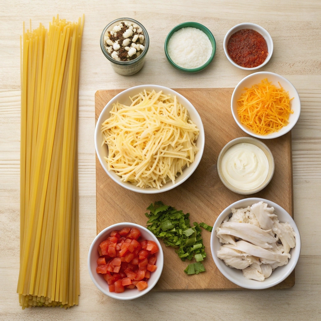 Ingredients for Southern Cheesy Chicken Spaghetti Casserole