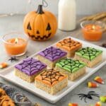 Spiderweb Marshmallow Treats on Halloween table