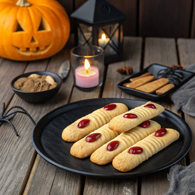Witch Finger Cookies on Halloween platter