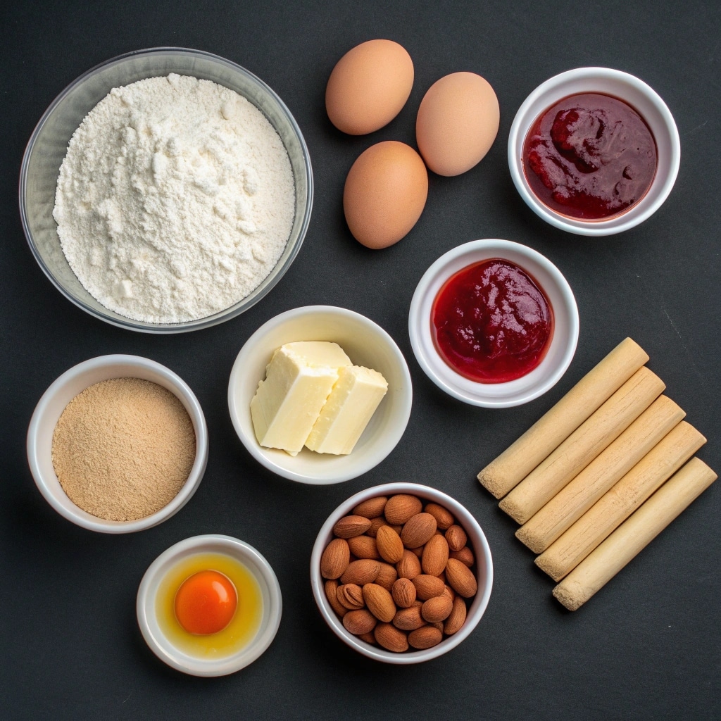 Witch Finger Cookie ingredients flat lay