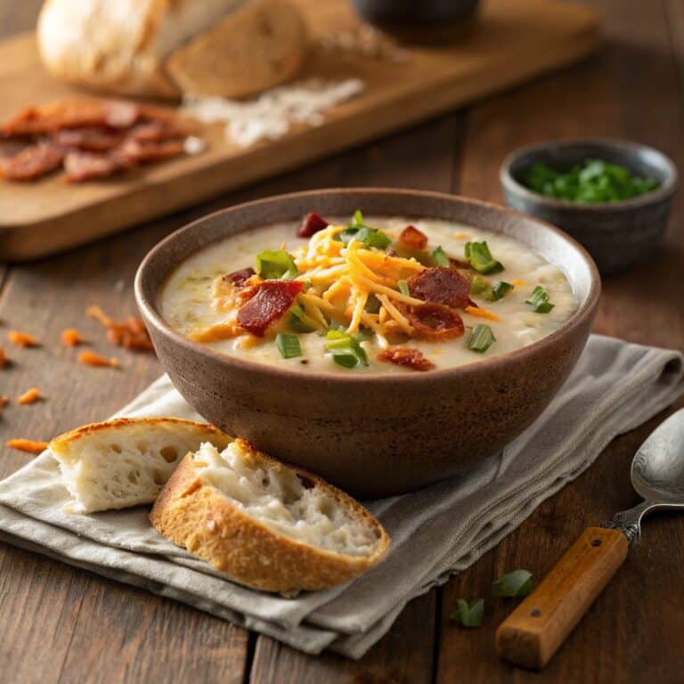 Creamy Crack Chicken Soup served in a bowl with bacon and cheddar