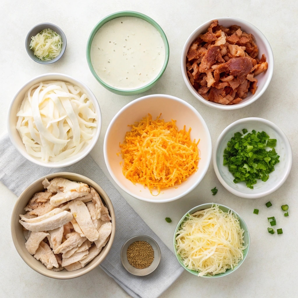 Ingredients for Creamy Crack Chicken Soup arranged in bowls