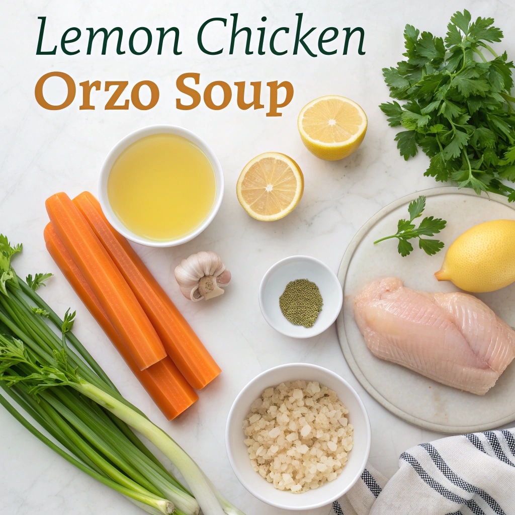 Lemon Chicken Orzo Soup fresh ingredients