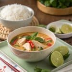 Thai chicken soup served with jasmine rice
