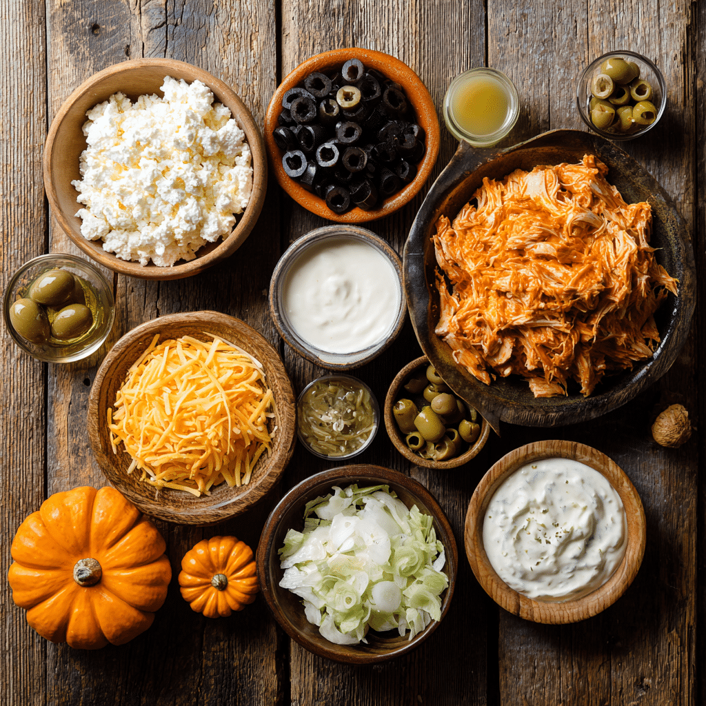Halloween Buffalo Chicken Dip 6 u4922897261 A flat lay of ingredients for buffalo chicken dip 9c56351a 7580 4dcb a1d9 f4cf168ecf58 1