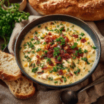 u4922897261 Bowl of Crockpot Chicken Corn Chowder garnished w 500f42bd e920 47c8 a55d ee95f15c4615 0
