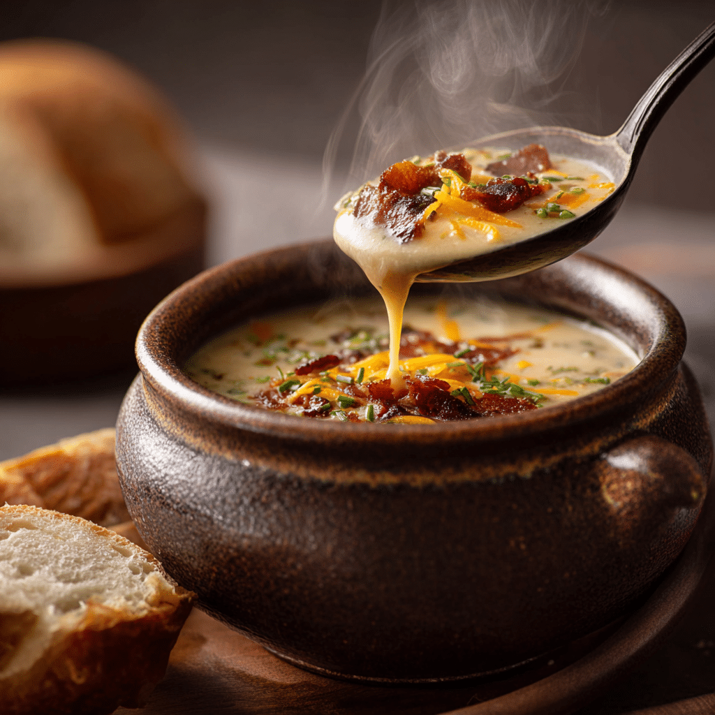 Jalapeño Popper Soup: A Creamy, Spicy Bowl of Comfort 6 u4922897261 Close up of ladle pouring Jalapeo Popper Soup int df97409f 646d 498c b9f6 d7c956c74e6b 0