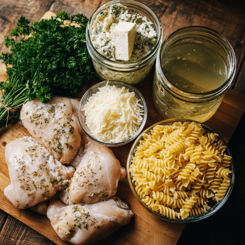 Crockpot Garlic Parmesan Chicken Pasta 6 u4922897261 Flat lay of all ingredients for crockpot garlic p 1a36a25a 9b2a 4d06 af72 cf81710df2a9 0