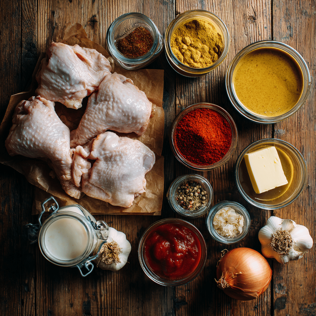 u4922897261 Flat lay of butter chicken ingredients raw chicke 6e6e77f9 c2c6 4980 a563 7649b6ad4729 1