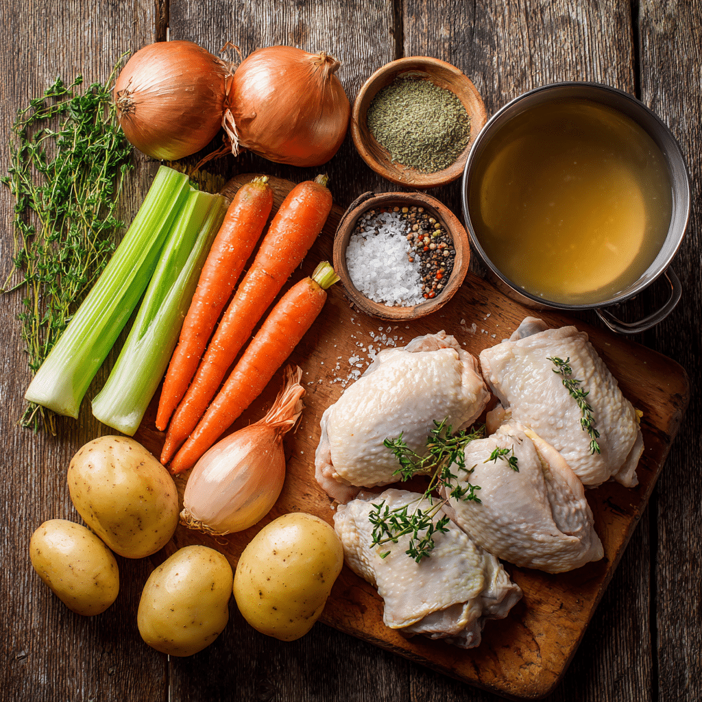 Slow Cooker Chicken Stew: Cozy, Flavor-Packed Comfort for Every Season 5 u4922897261 Flat lay of fresh chicken thighs carrots potatoes 382f05fb 59df 4c72 8642 a06cd1bbd767 1