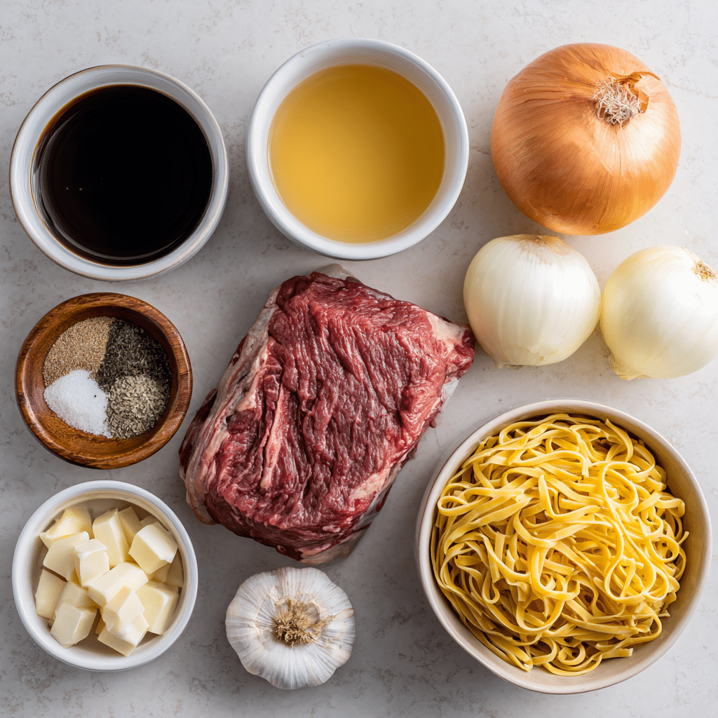 Crock Pot Beef and Noodles 5 u4922897261 Flat lay of raw ingredients for Crock Pot Beef an a06b52a2 cca3 4c63 81de 775b4d2a9c6c 1