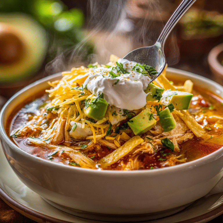 u4922897261 close up of a bowl of chicken tortilla soup being 38e878aa cc43 42a6 bd22 4ed196a22ecd 0