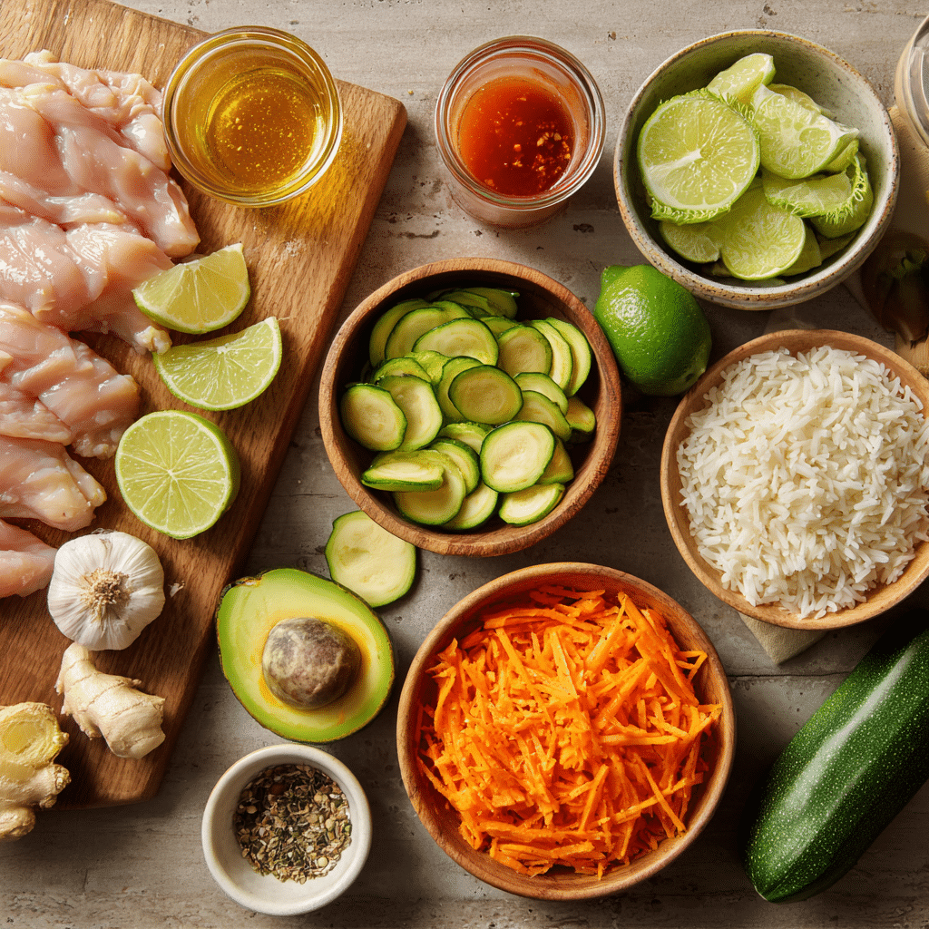 Hot Honey Chicken Bowl 5 u4922897261 flat lay ingredients for hot honey chicken bowl r b6a5179e 830f 4fcf 971c dee400b027a9 0