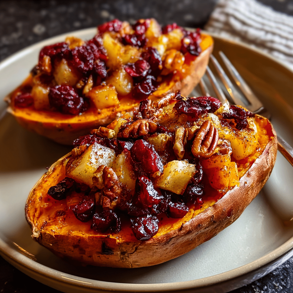Cranberry Apple Twice-Baked Sweet Potatoes: Cozy Holiday Side Dish You’ll Crave 6 Cranberry Apple Twice-Baked Sweet Potatoes ready to serve