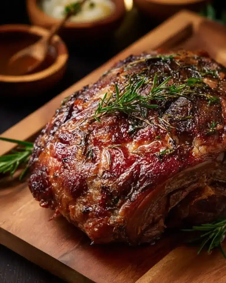 Deliciously cooked Christmas Prime Rib ready for holiday dinner