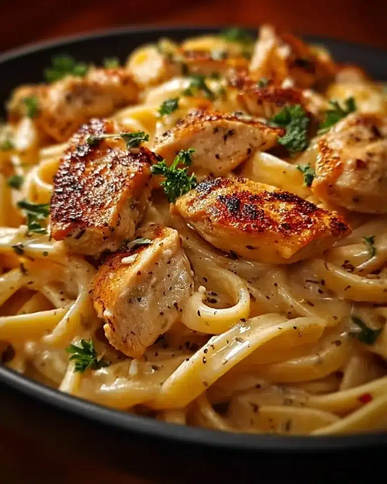 Delicious Cajun Chicken Pasta served in a bowl with seasonings.