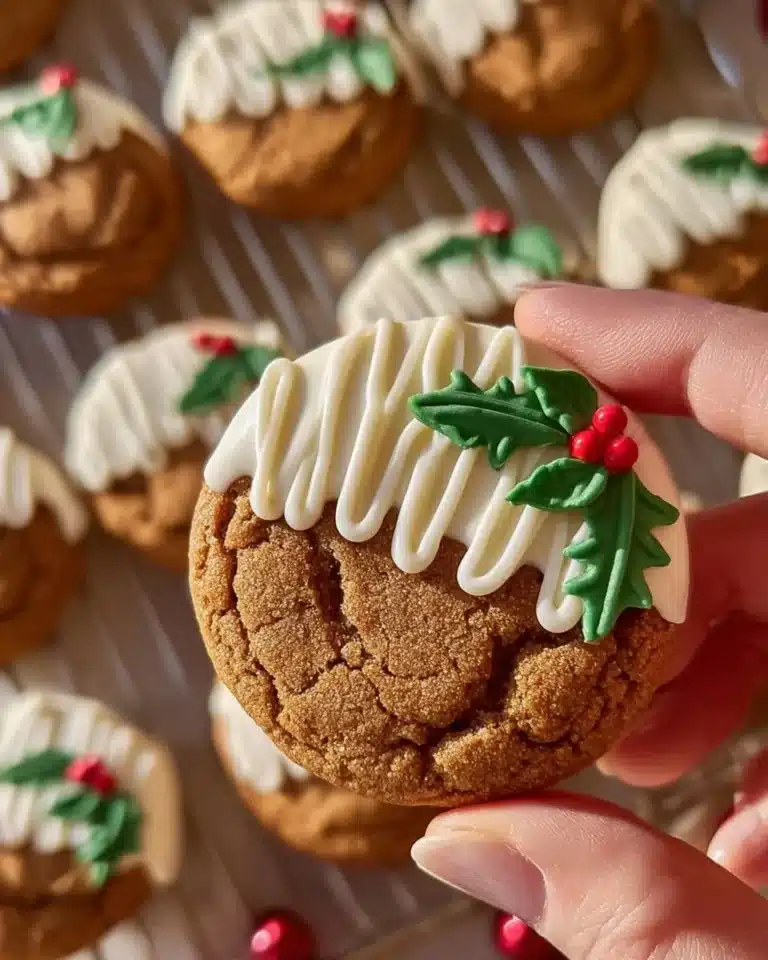 Chewy Maple Cinnamon Cookies with White Chocolate 2 Chewy maple cinnamon cookies topped with white chocolate chips on a plate.