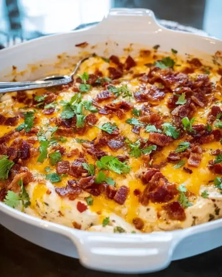 Delicious Crack Chicken served in a bowl with toppings