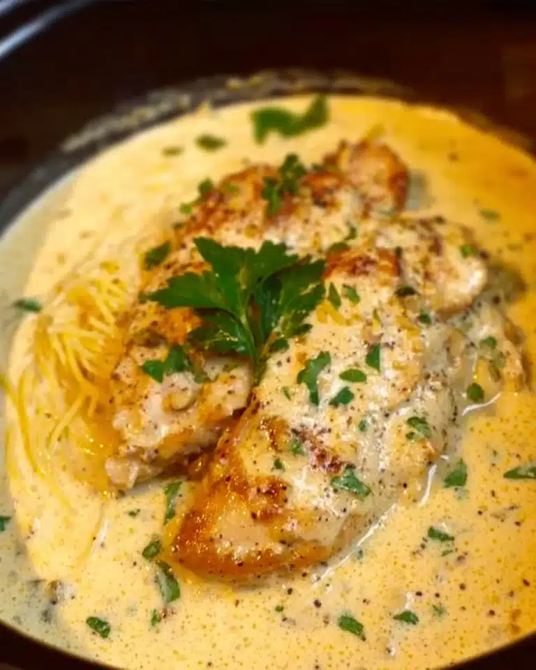 Delicious Crock Pot Angel Chicken dish served with rice and vegetables.