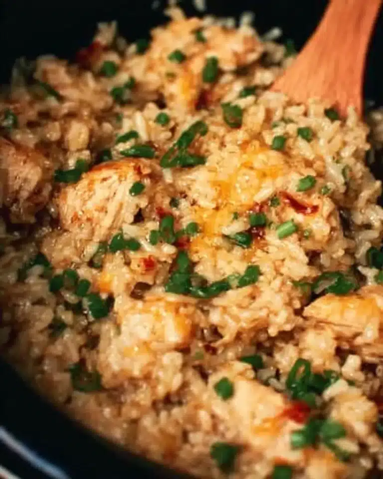 Crock Pot Chicken and Rice dish served in a bowl
