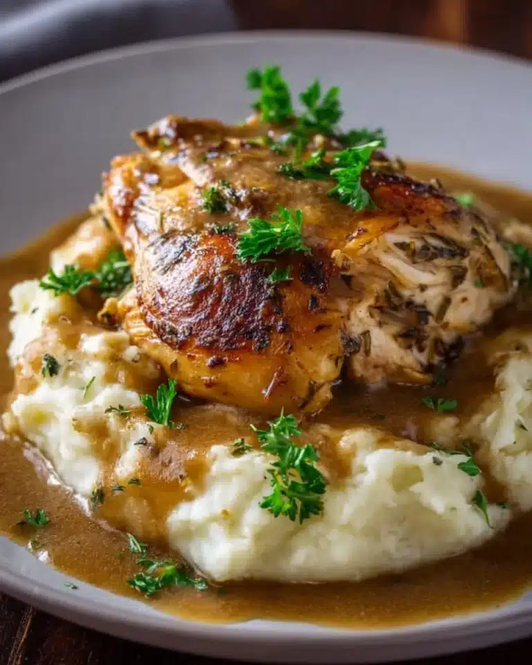 Crockpot Chicken and Gravy 2 Crockpot Chicken and Gravy served with mashed potatoes