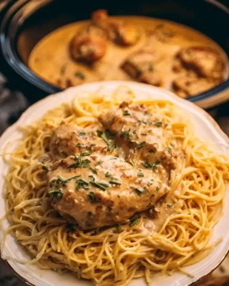 Crockpot Marry Me Chicken 2 Delicious Crockpot Marry Me Chicken served with creamy sauce and herbs
