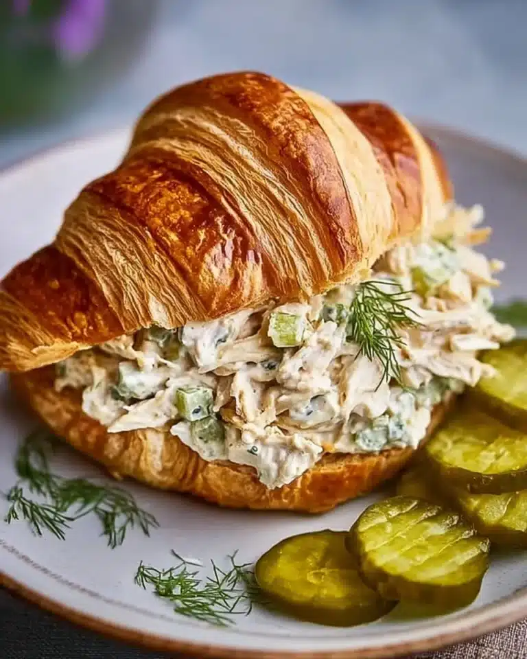 Delicious flavored dill pickle chicken salad served in a bowl