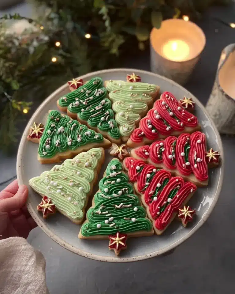 Frosted Christmas brownies decorated for the holiday season