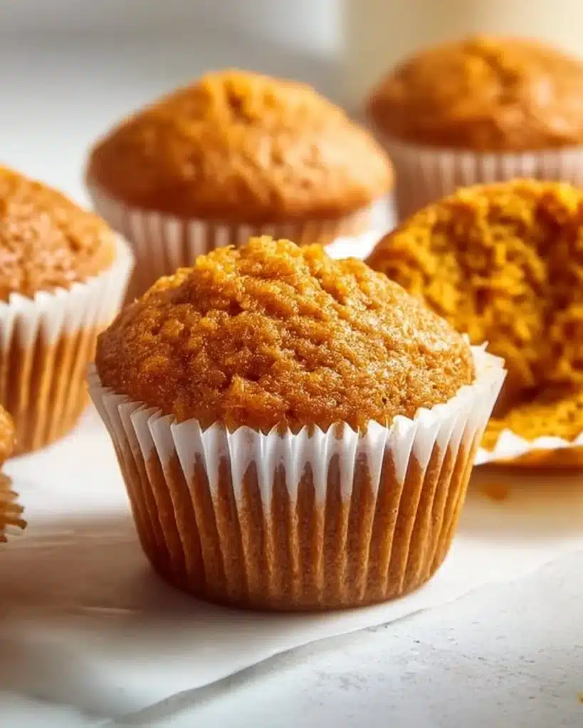Healthy Greek Yogurt Pumpkin Muffins baked to perfection
