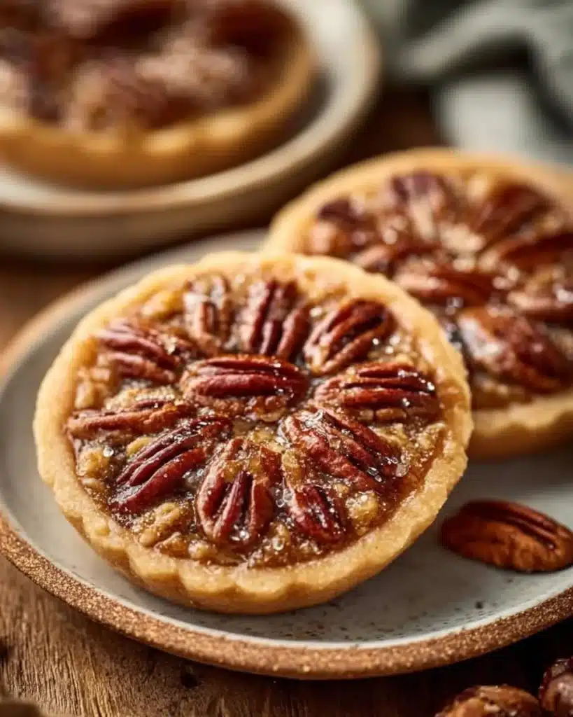 Delicious homemade Pecan Pie Cookies on a rustic wooden table