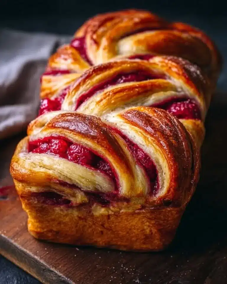 Raspberry Swirl Brioche Loaf 2 Raspberry Swirl Brioche Loaf with a creamy texture and fruity swirls