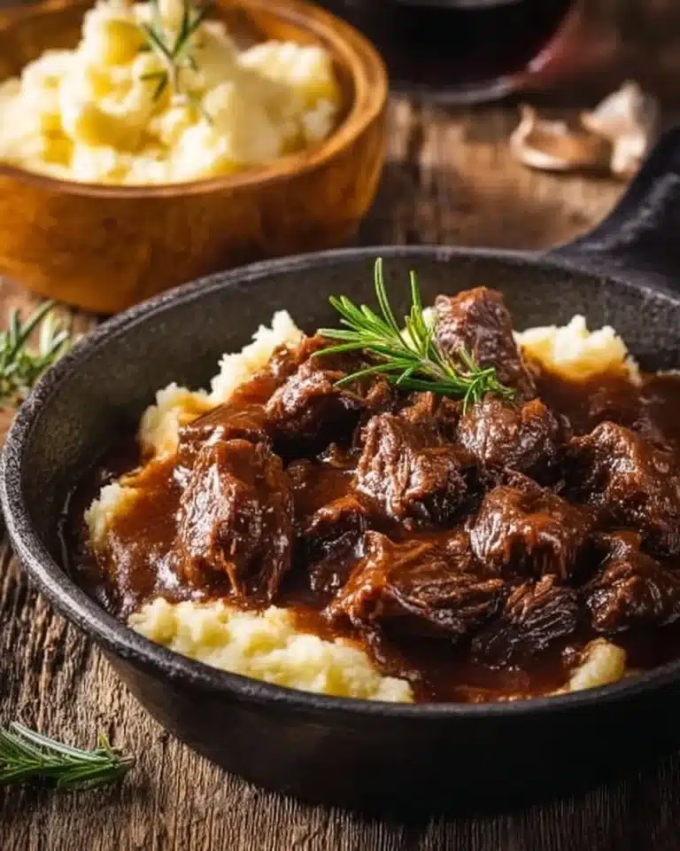 Slow Cooker Beef Manhattan 2 Tender Slow Cooker Beef Manhattan served with rich gravy over mashed potatoes