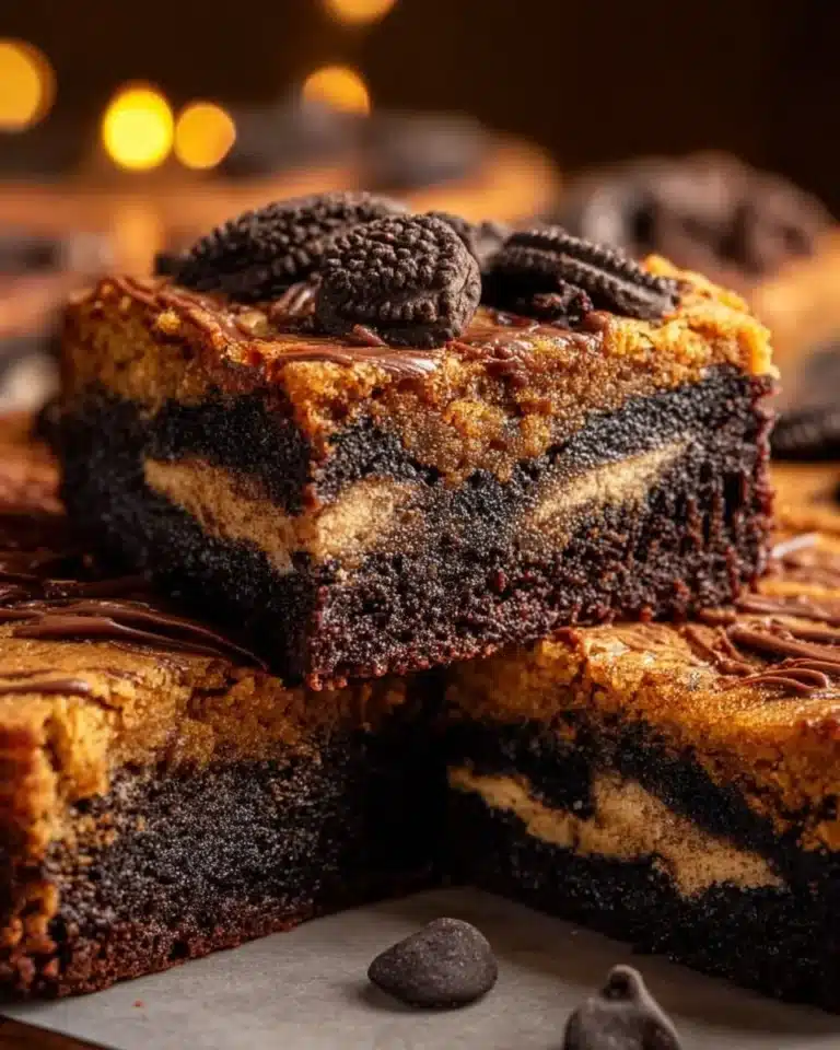 Delicious slutty brownies made with cookie dough, Oreos, and chocolate brownie mix.