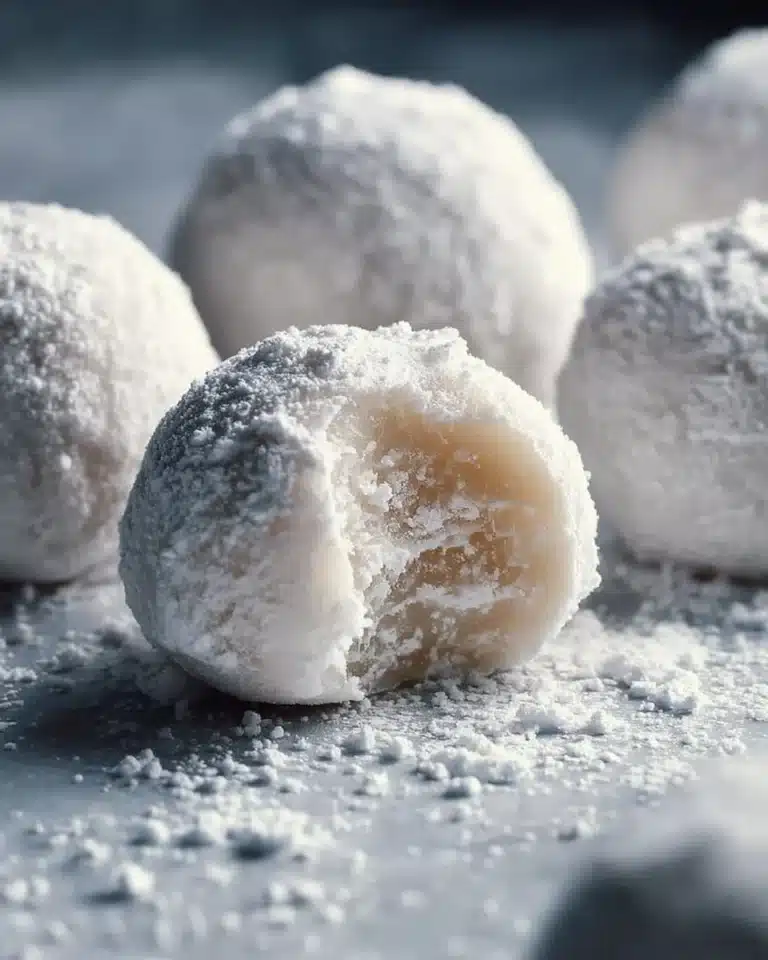 Delicious sweetened condensed milk snowball cookies on a plate