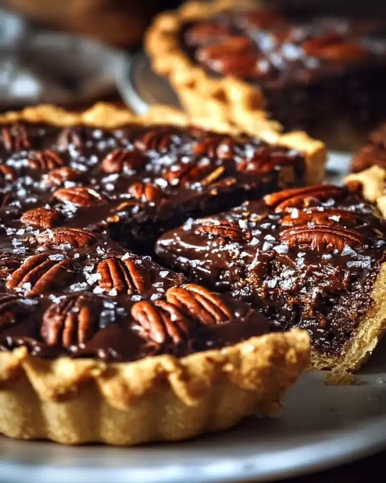 Delicious Texas Chocolate Pecan Pie with rich chocolate and pecan topping.