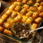 Simple and Delicious Tater Tot Casserole Recipe 3 u4922897261 Food photography of a classic Tater Tot Casserole f6134a52 1551 49a4 9bb6 d8655a6d6fdb 0