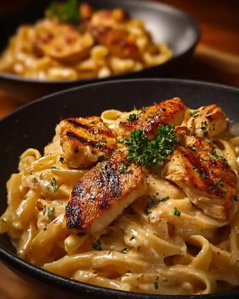 Delicious Cajun Chicken Pasta with creamy sauce and spices in a bowl