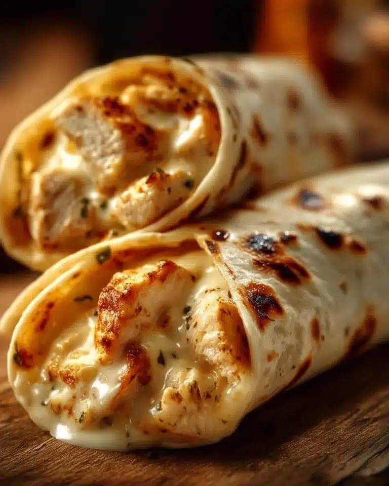 Cheesy chicken garlic wraps with fresh ingredients and melted cheese.