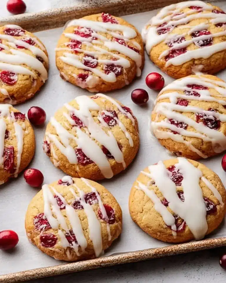 Chewy Christmas cranberry orange cookies on a festive plate