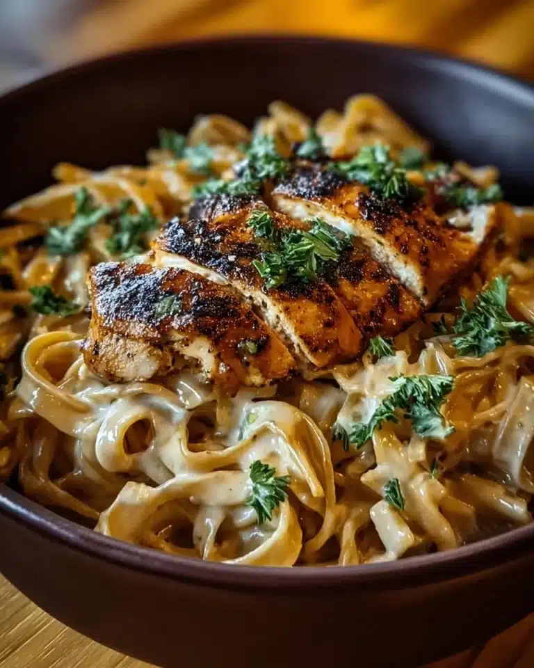 Delicious chicken buttered noodles served in a bowl with herbs.
