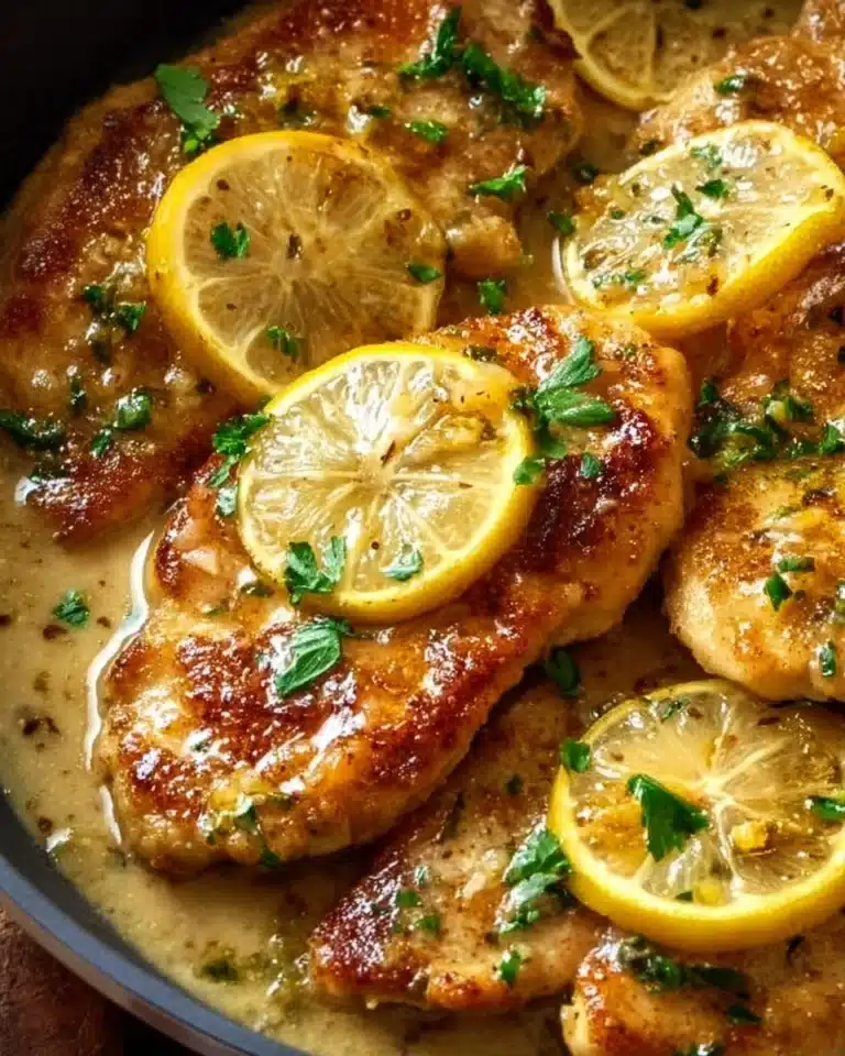 Chicken Francese 2 Plate of Chicken Francese with lemon sauce and parsley garnish