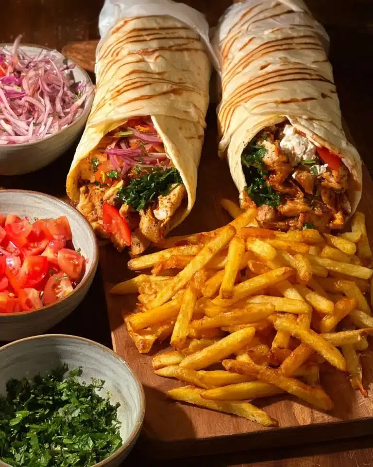 Chicken Shawarma Wrap 2 Delicious Chicken Shawarma Wrap with marinated chicken and fresh vegetables