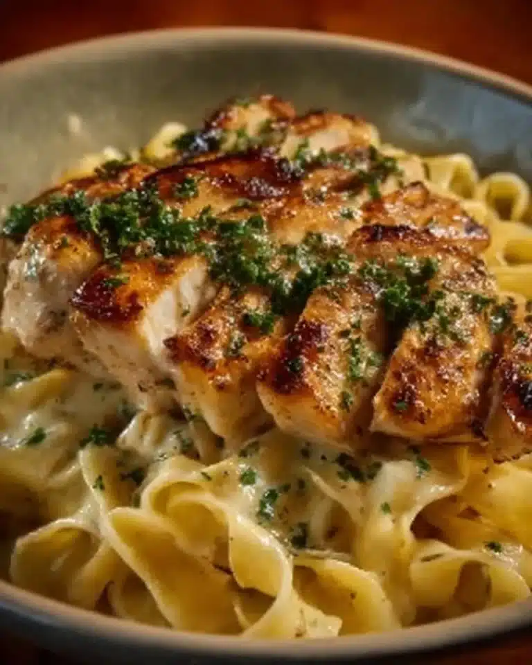 Delicious chicken served with buttered noodles for a comforting meal.
