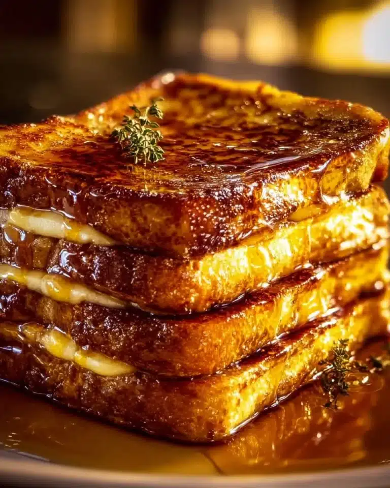 Crème Brûlée French Toast topped with caramelized sugar and fresh berries