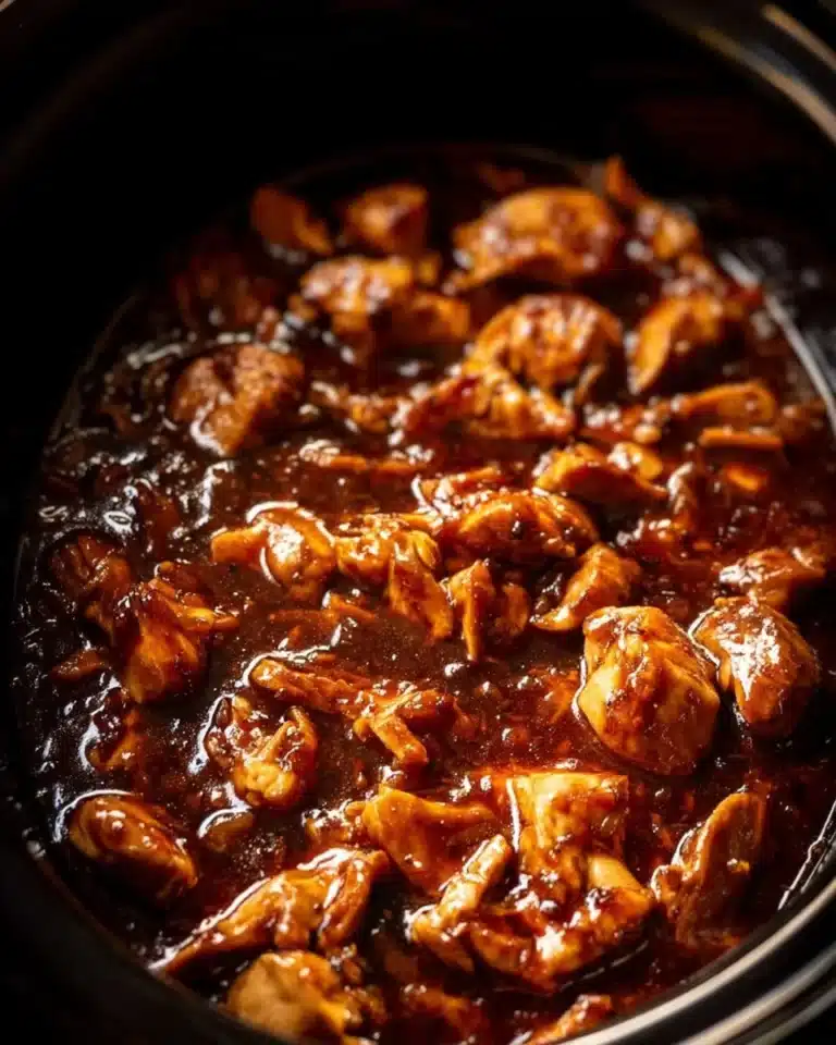 Crockpot Honey Garlic Chicken served on a plate with garnishes