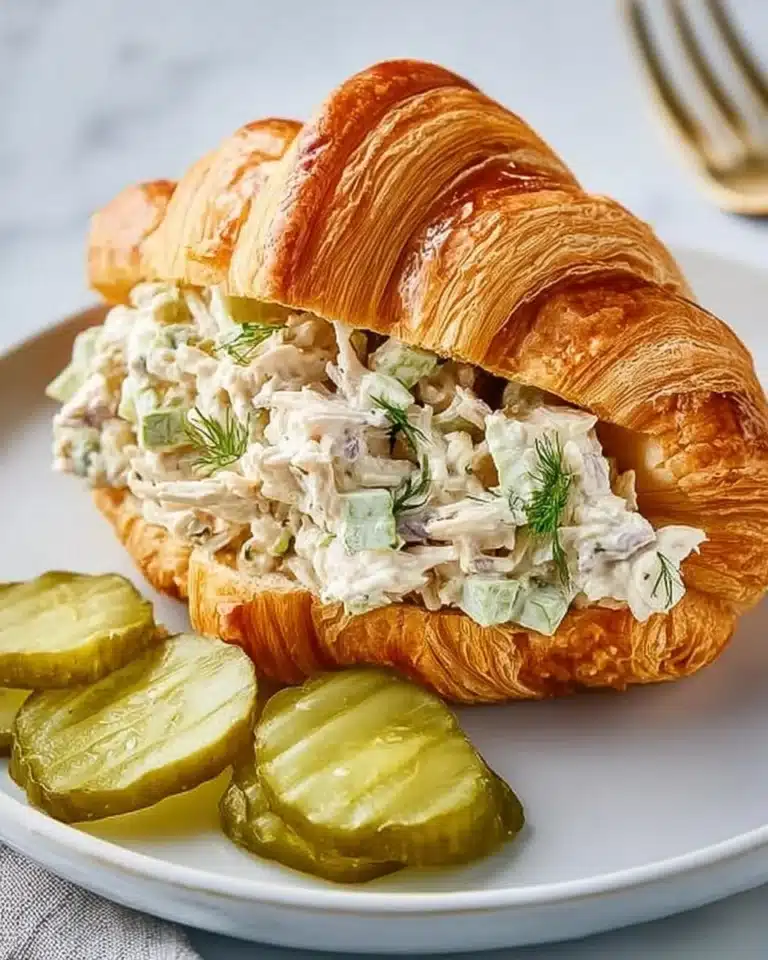 Delicious dill pickle chicken salad served in a bowl with fresh ingredients.