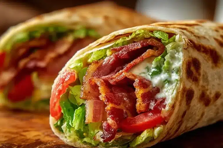 Healthy BLT wraps topped with secret sauce for a nutritious meal.