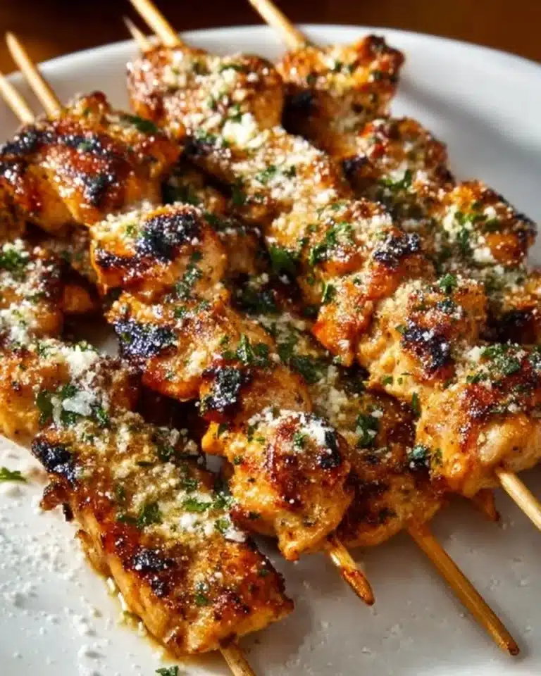 Ranch Garlic Parmesan Chicken Skewers 3 Ranch Garlic Parmesan Chicken Skewers on a grill plate