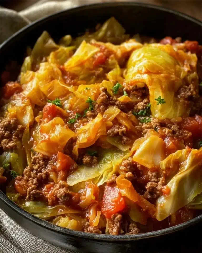 Delicious slow cooker unstuffed cabbage rolls served in a bowl