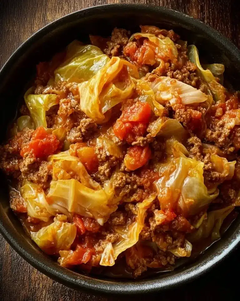 Delicious slow cooker unstuffed cabbage rolls served in a bowl